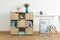 9-Cube Wooden Storage Organizer with 5 Enclosed Cabinet Doors and 4 Open Shelves, Freestanding Cubby Bookcase for Bedroom, Living Room, Office, Closet, or Playroom
